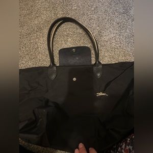 Long Champ le Pliage Black Tote Large